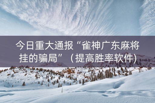 今日重大通报“雀神广东麻将挂的骗局”（提高胜率软件)