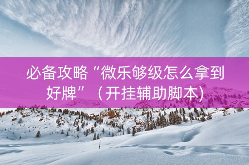 必备攻略“微乐够级怎么拿到好牌”（开挂辅助脚本)
