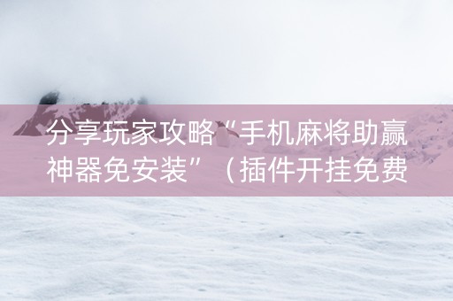 分享玩家攻略“手机麻将助赢神器免安装”（插件开挂免费AI)
