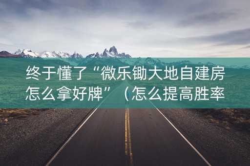 终于懂了“微乐锄大地自建房怎么拿好牌”（怎么提高胜率)