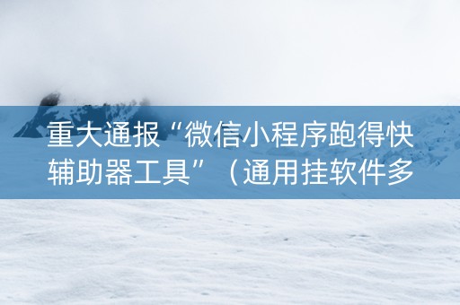 重大通报“微信小程序跑得快辅助器工具”（通用挂软件多少钱)