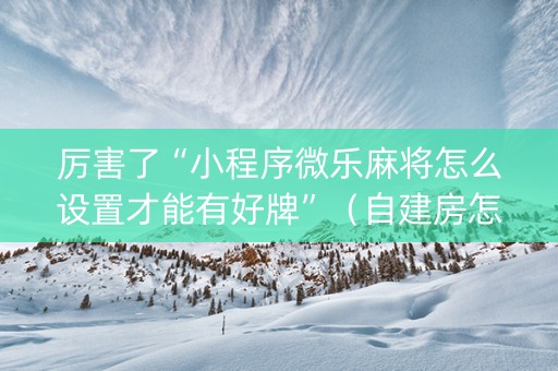 厉害了“小程序微乐麻将怎么设置才能有好牌”（自建房怎么拿好牌)