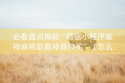 必看盘点揭秘“微信小程序雀神麻将助赢神器购买”（怎么增加胜率)