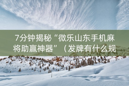 7分钟揭秘“微乐山东手机麻将助赢神器”（发牌有什么规律吗)