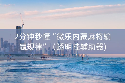 2分钟秒懂“微乐内蒙麻将输赢规律”（透明挂辅助器)