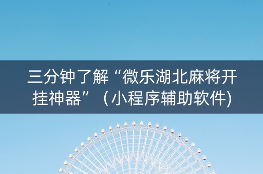 三分钟了解“微乐湖北麻将开挂神器”（小程序辅助软件)
