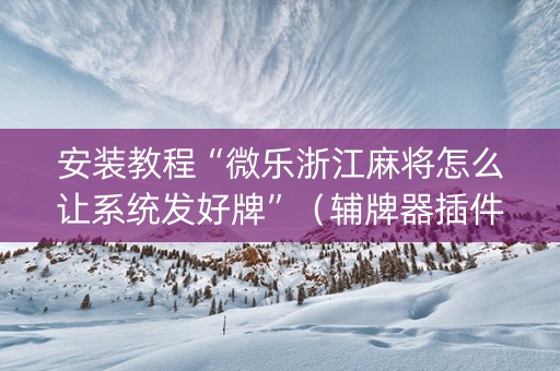 安装教程“微乐浙江麻将怎么让系统发好牌”（辅牌器插件购买)