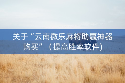 关于“云南微乐麻将助赢神器购买”（提高胜率软件)