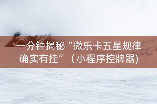 一分钟揭秘“微乐卡五星规律确实有挂”（小程序控牌器)