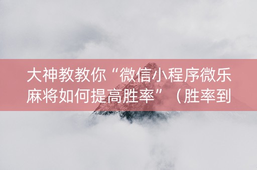 大神教教你“微信小程序微乐麻将如何提高胜率”（胜率到哪调)