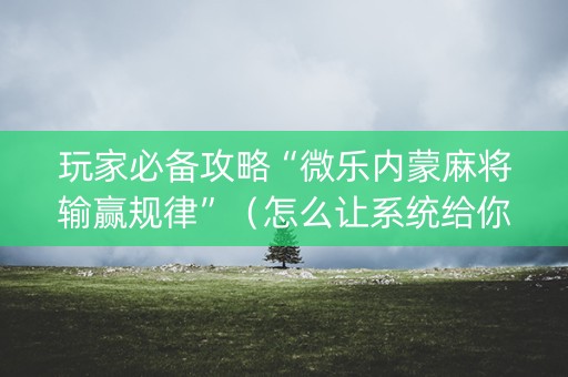 玩家必备攻略“微乐内蒙麻将输赢规律”（怎么让系统给你发好牌)