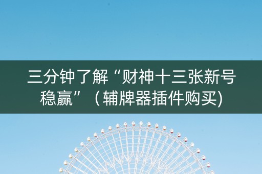 三分钟了解“财神十三张新号稳赢”（辅牌器插件购买)