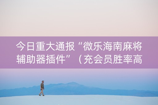 今日重大通报“微乐海南麻将辅助器插件”（充会员胜率高)