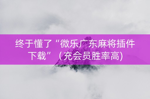 终于懂了“微乐广东麻将插件下载”（充会员胜率高)