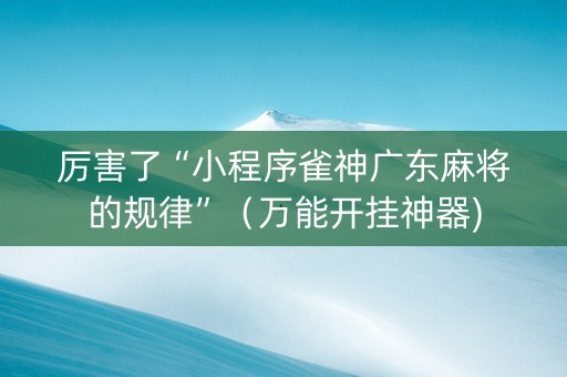 厉害了“小程序雀神广东麻将的规律”（万能开挂神器)