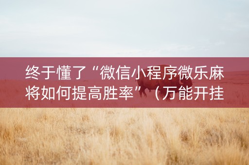 终于懂了“微信小程序微乐麻将如何提高胜率”（万能开挂神器)
