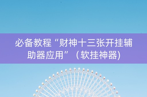 必备教程“财神十三张开挂辅助器应用”（软挂神器)