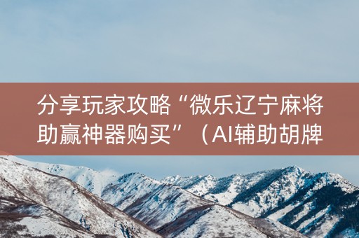 分享玩家攻略“微乐辽宁麻将助赢神器购买”（AI辅助胡牌规则)