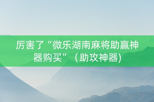 厉害了“微乐湖南麻将助赢神器购买”（助攻神器)