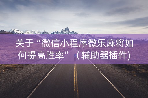 关于“微信小程序微乐麻将如何提高胜率”（辅助器插件)