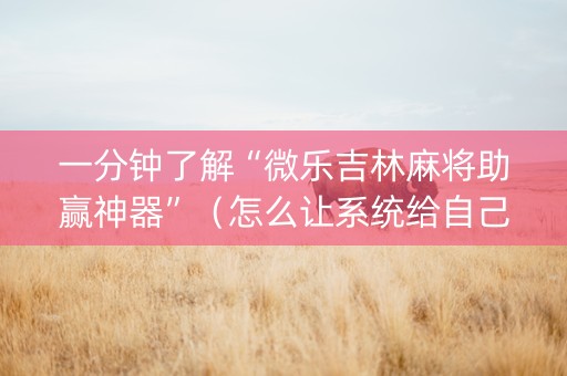一分钟了解“微乐吉林麻将助赢神器”（怎么让系统给自己好牌)