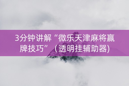 3分钟讲解“微乐天津麻将赢牌技巧”（透明挂辅助器)
