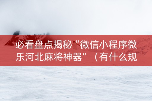 必看盘点揭秘“微信小程序微乐河北麻将神器”（有什么规律)