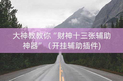 大神教教你“财神十三张辅助神器”（开挂辅助插件)