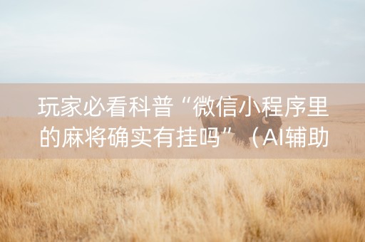 玩家必看科普“微信小程序里的麻将确实有挂吗”（AI辅助胡牌规则)