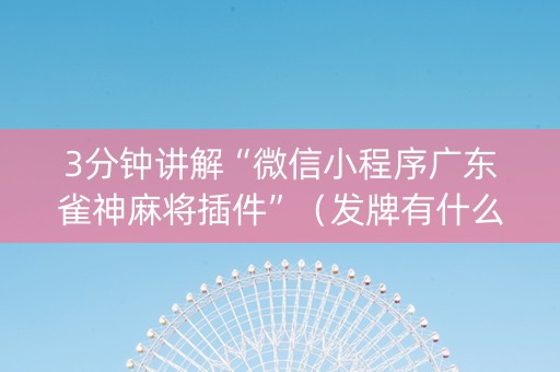 3分钟讲解“微信小程序广东雀神麻将插件”（发牌有什么规律吗)