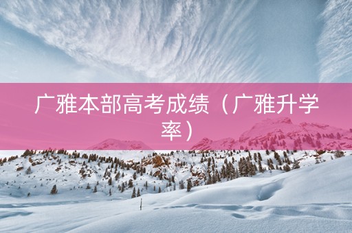 广雅本部高考成绩（广雅升学率）