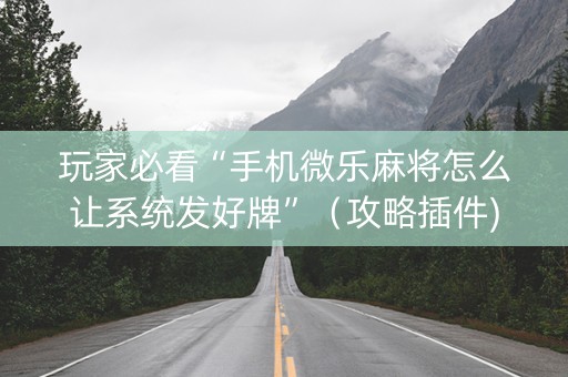 玩家必看“手机微乐麻将怎么让系统发好牌”（攻略插件)