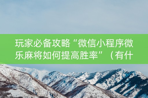 玩家必备攻略“微信小程序微乐麻将如何提高胜率”（有什么规律)