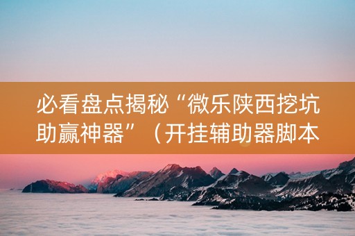 必看盘点揭秘“微乐陕西挖坑助赢神器”（开挂辅助器脚本)