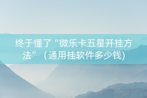 终于懂了“微乐卡五星开挂方法”（通用挂软件多少钱)