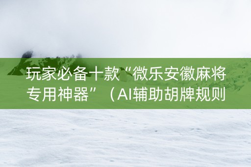 玩家必备十款“微乐安徽麻将专用神器”（AI辅助胡牌规则)
