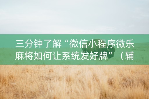 三分钟了解“微信小程序微乐麻将如何让系统发好牌”（辅助神器免费)