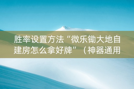 胜率设置方法“微乐锄大地自建房怎么拿好牌”（神器通用版)