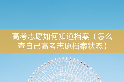 高考志愿如何知道档案（怎么查自己高考志愿档案状态）