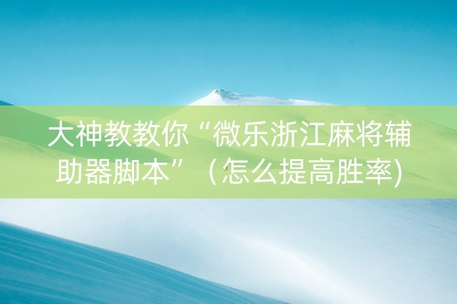 大神教教你“微乐浙江麻将辅助器脚本”（怎么提高胜率)