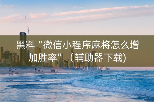 黑料“微信小程序麻将怎么增加胜率”（辅助器下载)