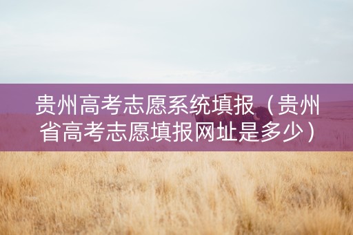 贵州高考志愿系统填报（贵州省高考志愿填报网址是多少）