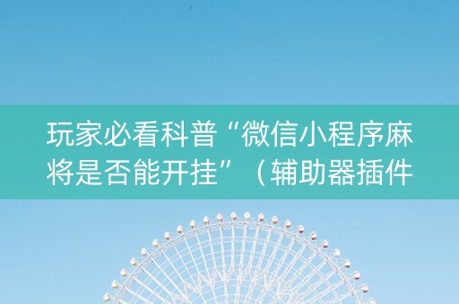 玩家必看科普“微信小程序麻将是否能开挂”（辅助器插件)