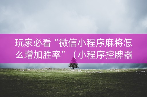 玩家必看“微信小程序麻将怎么增加胜率”（小程序控牌器)