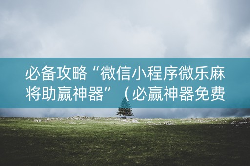必备攻略“微信小程序微乐麻将助赢神器”（必赢神器免费安装)
