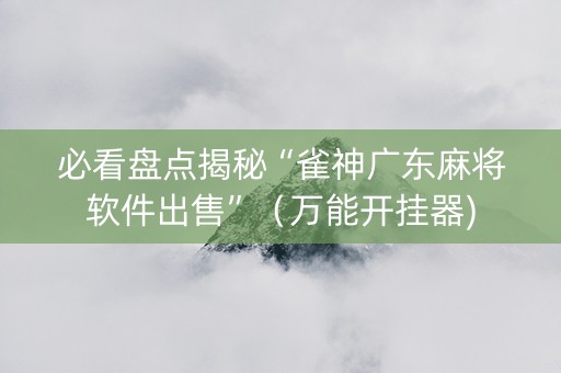 必看盘点揭秘“雀神广东麻将软件出售”（万能开挂器)