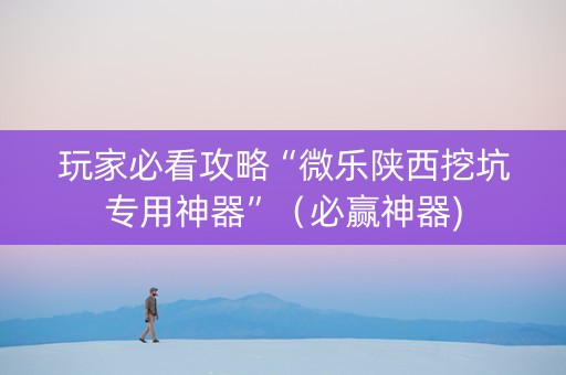 玩家必看攻略“微乐陕西挖坑专用神器”（必赢神器)