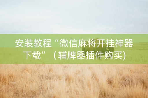 安装教程“微信麻将开挂神器下载”（辅牌器插件购买)
