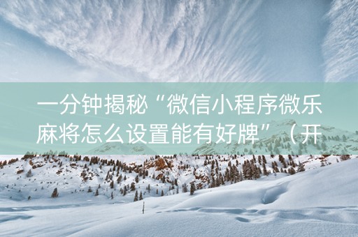 一分钟揭秘“微信小程序微乐麻将怎么设置能有好牌”（开挂辅助器脚本)