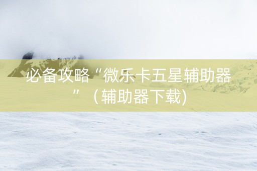 必备攻略“微乐卡五星辅助器”（辅助器下载)